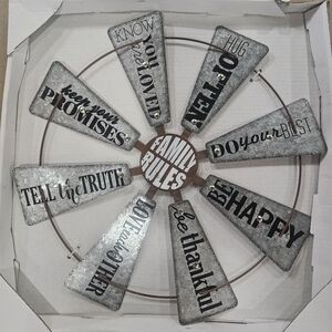 Family Rules Metal Wall Decor with Inspirational Quotes